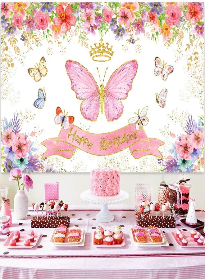 7CDXD Butterfly Theme Party Decorations, Butterfly Birthday Decorations with Pink Purple Balloon Arch Kit Butterfly Photography Backdrop Banner and Tablecloth for Girls Women Birthday Party Decor - Image 4